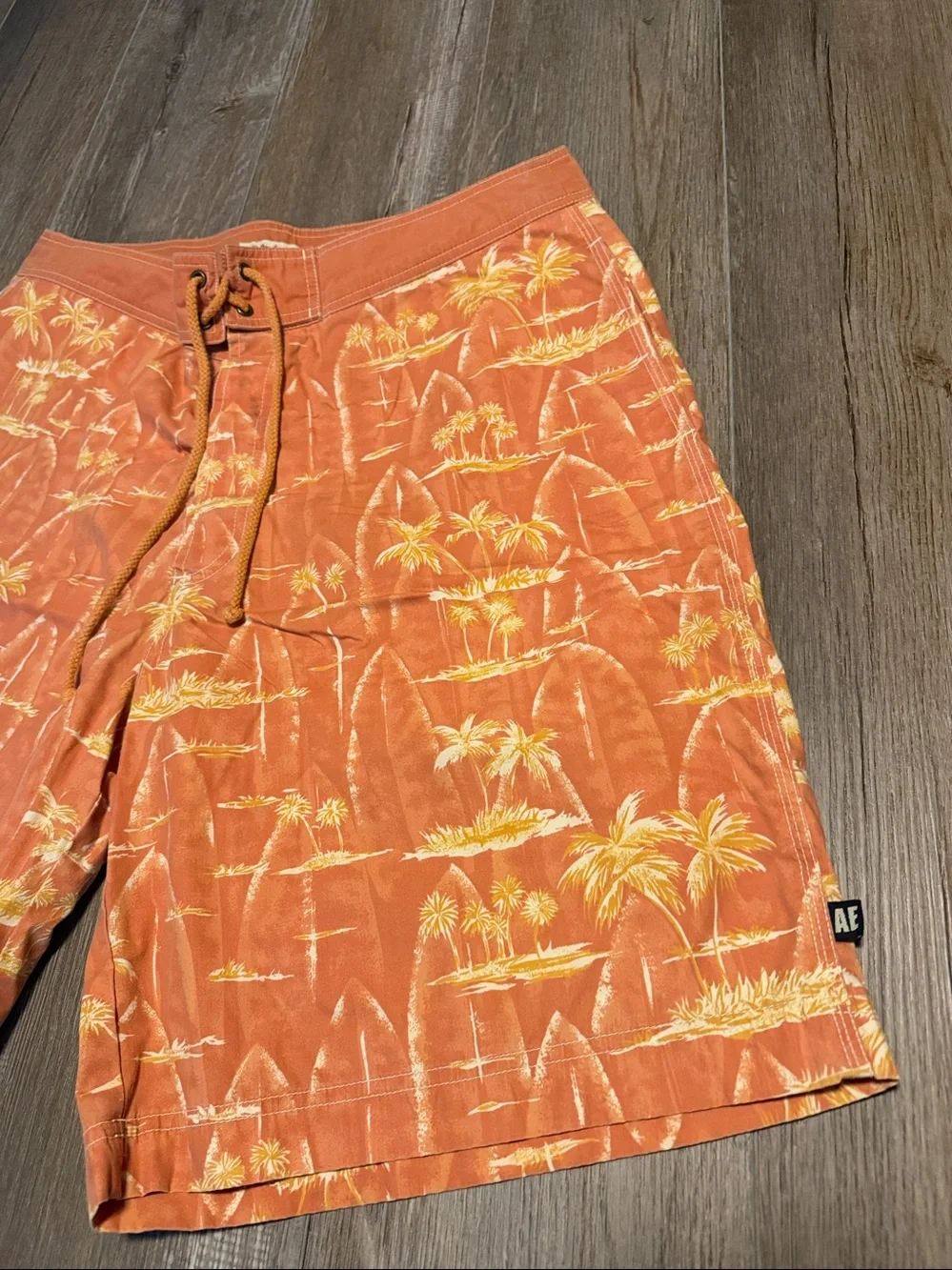 American Eagle Outfitters Orange Palm Print Board Shorts